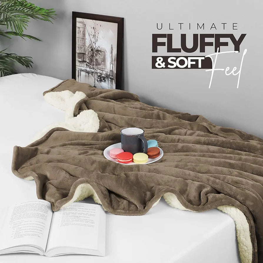 Cloth Fusion Fleece Sherpa Blanket for Winter Double Size 400GSM,Soft King Size Quilt Blanket for Comfort & Warmth